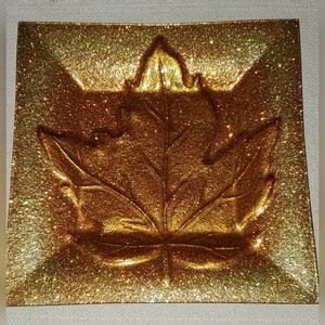 Burton and Burton reverse painted gold maple leaf plate. 11 3/4" square
